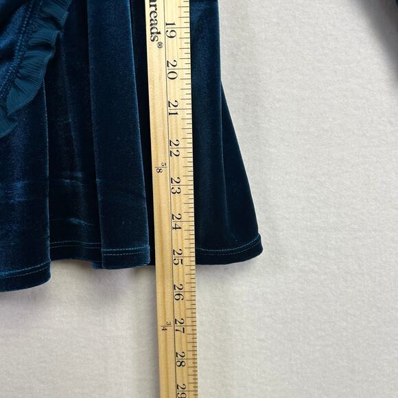 Woman's Velvet Teal Semi Wrap Shirt -Size Medium Y2K Vintage Whimsygoth - Picture 11 of 11